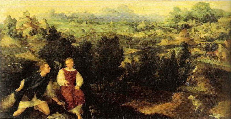 Jan van Scorel Landschaft mit Tobias und dem Engel oil painting picture